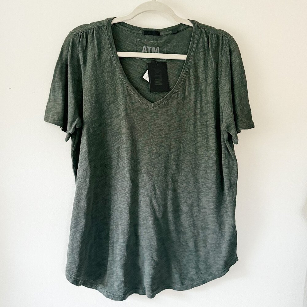 NWT ATM Slub Jersey Classic V-neck Tee in Coal Size Extra Large